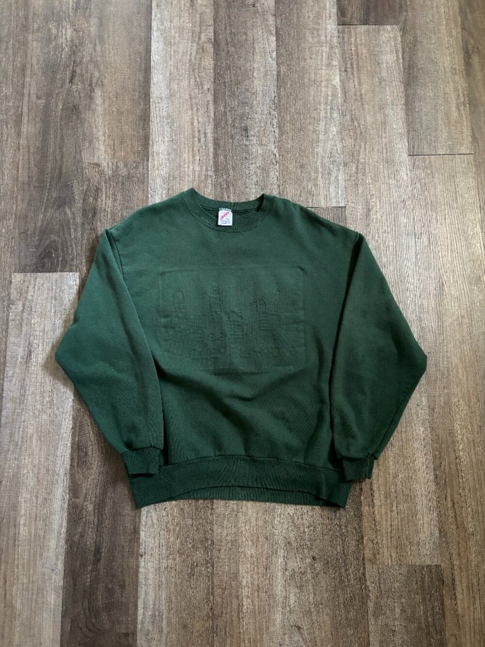 Vintage Jerzees Cleveland, OH Skyline Embossed Crewneck / Sweatshirt Made in USA